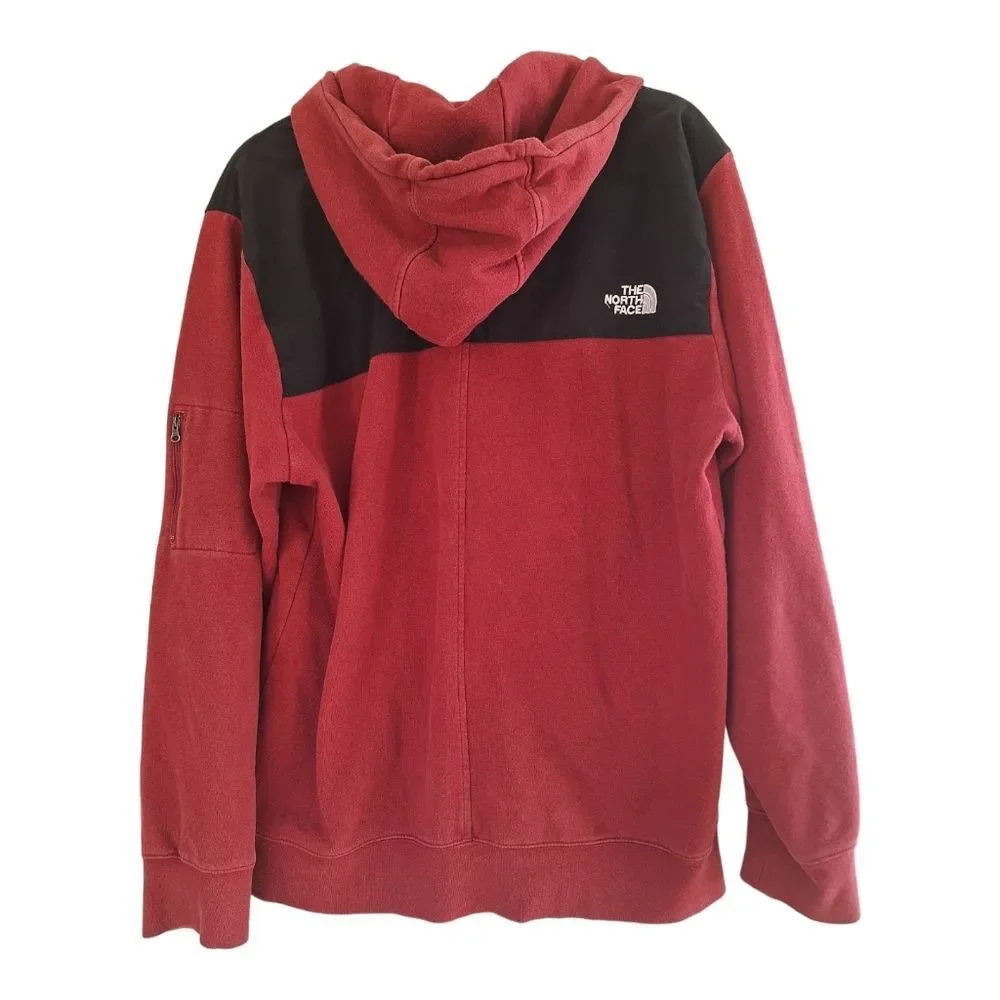 THE NORTH FACE Full Zip Hoodie L Red Maroon Mens Large